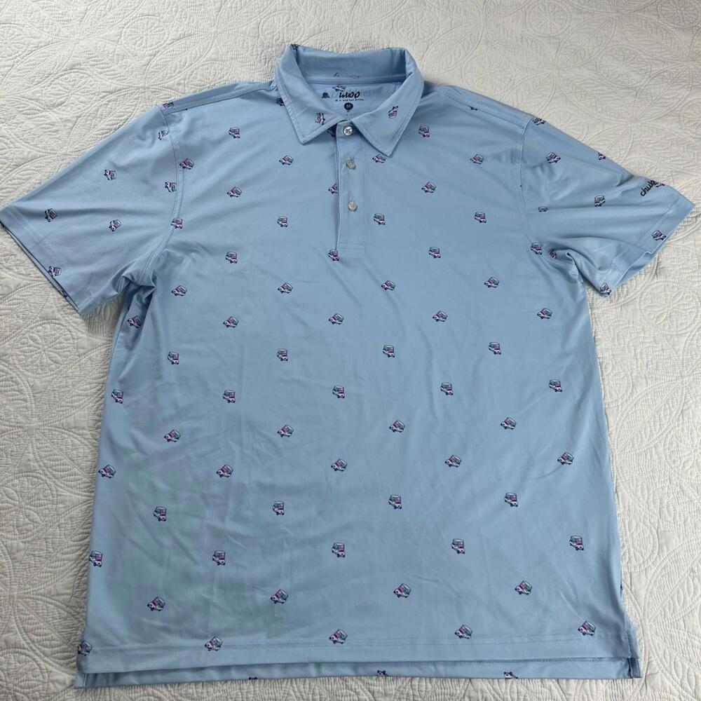 Chubbies Kiss My Putt Polo Shirt Light Blue Golf Cart Performance Size Medium